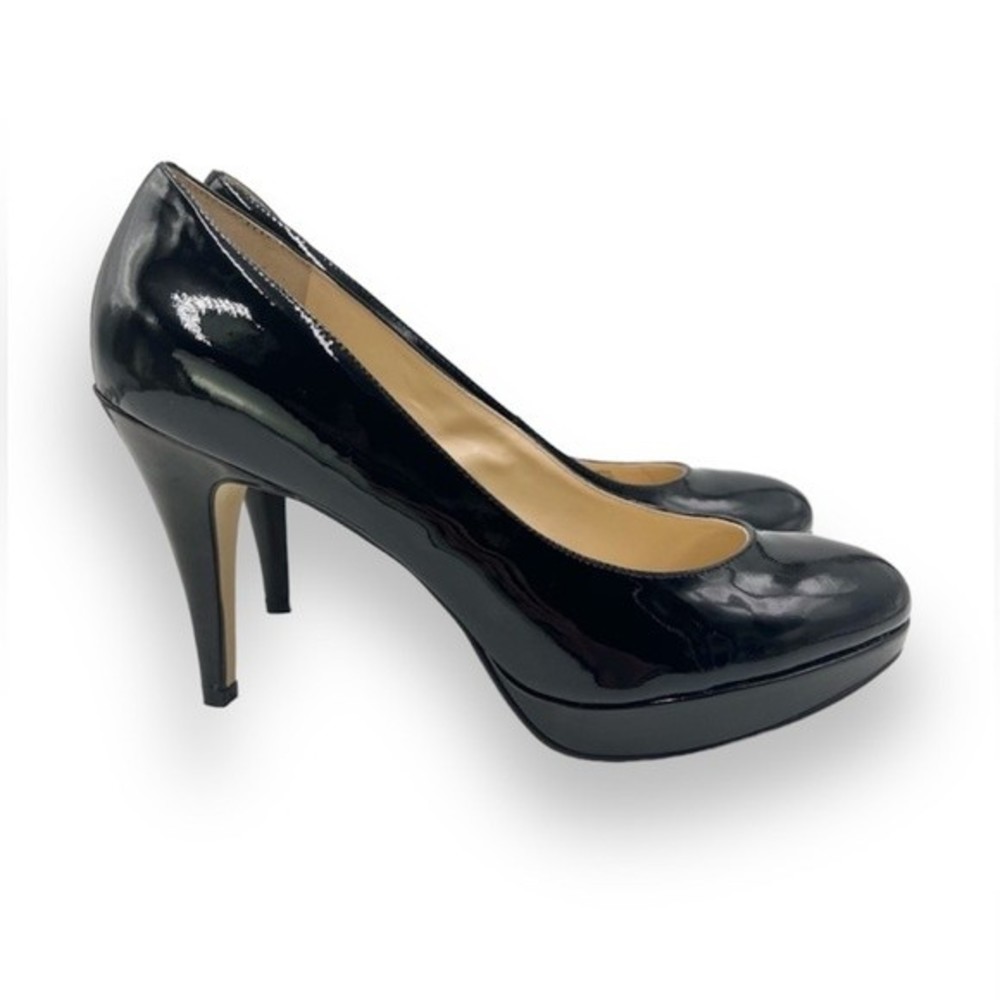 Enzo Angiolini Size 8 Classic Black Patent Leather Platform Heels Pumps‎ Shoes